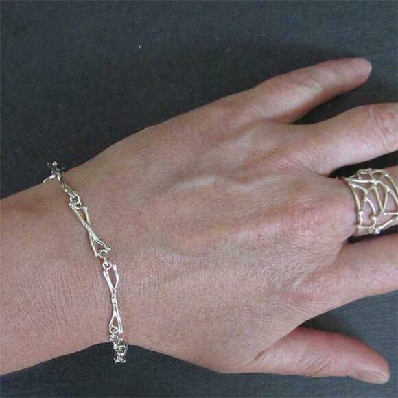 Argentium sterling silver Twig Link Bracelet - Picture 3 of 4